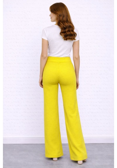 Neden Tekstil Beli Lastikli Bol Paça Polyester Pantolon - Sarı
