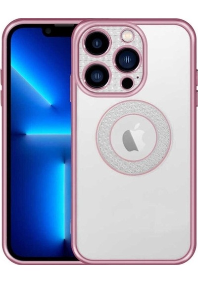 Apple Uyumlu iPhone 12 Pro Max Kılıf Kamera Korumalı Logo Gösteren Zore Esta Kapak Rose Gold