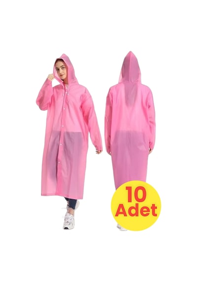 Tezzgelsin Kadın Rüzgar Geçirmez Yağmurluk 10 Adet Pembe
