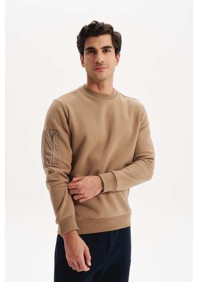 AR-MA Arma Erkek Regular Fit Basic 3 İplik Şardonlu Bisiklet Yaka Sweatshirt Pamuk Polyester Karışımlı K30124603302 Gri