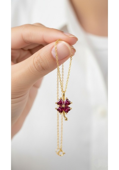 Çekirdekjewelry 925 Ayar Gümüş Altın Kaplama Yonca Kolye Sarı