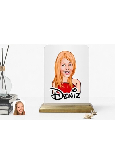 Kişiye Özel Kadın Karikatürlü Ahşap Standlı Çerçeve-33