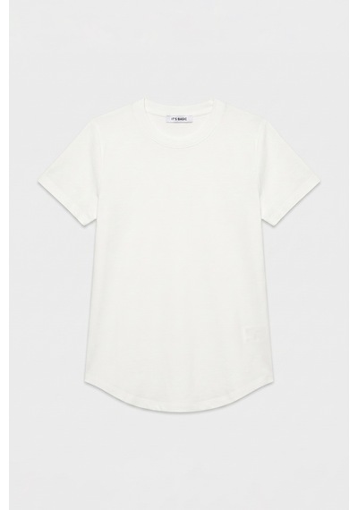it's basic Kadın Beyaz S6-2 Oversize Bisiklet Yaka T-shirt