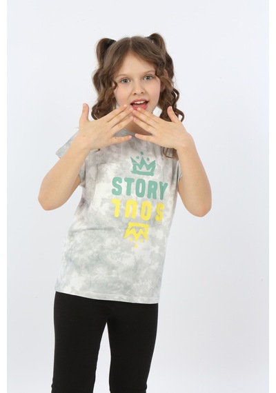 Toontoy Kids Toontoy Kız Çocuk Story Soul Baskılı Tişört Yeşil