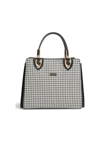 Silver & Polo Silver Polo Siyah - Siyah Kaz Ayağı Ekose Kadın El Çantası Sp1133
