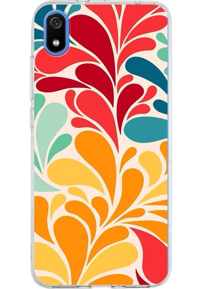 Xiaomi Redmi 7a İle Uyumlu 1mm Slim Fit Retro Renkler 5 Baskılı Şeffaf Kılıf Şeffaf