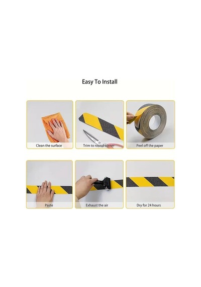 Sarı Siyah Merdiven Ve Zemin Kaydırmaz Bant 25mm X 25mt Kaymaz Antislip Bant Bant Marketim