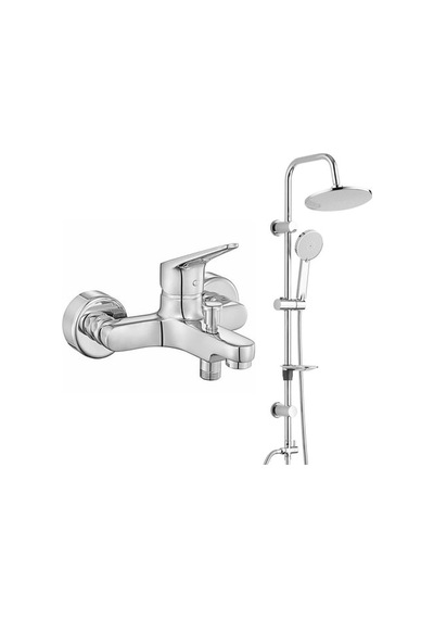 E.c.a. Spylos Banyo Bataryası+t-may Banyo Lidya Oval Tepe Duş Takımı Seti - Krom - Paslanmaz