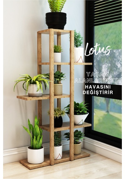 Fida Ahşap Raf Ünitesi 5 Katlı Mutfak Banyo Salon Organizer 40x108 Cm