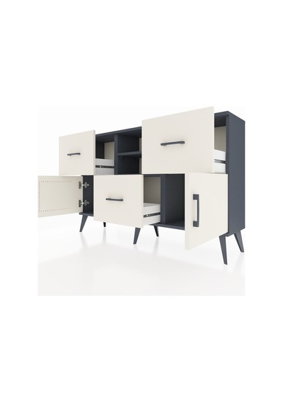 Arges Konsol 2 Raflı 3 Çekmeceli 2 Kapaklı 132x30x83 Antrasit-aytaşı/aytaşı Aytaşı/aytaşı