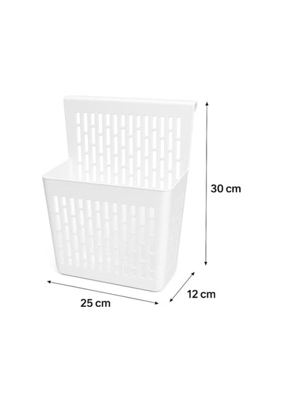 Asmalı Dolap Düzenleyici Askılı Çok Amaçlı Plastik Organizer Sepet Mutfak, Banyo, Dolap Ve Ofis İçin Pratik Düzenleyici Kutusu 255x110x325 Mm, Beyaz