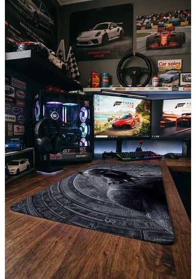 Black Panther Teknolojik Blueprint 40x90 Cm Oyuncu Mousepad Kaymaz Taban Büyük Boy Siyah