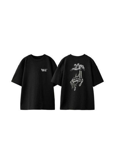 Thewert Ruh Emme Tasarım Sırt Baskılı Pamuk Siyah Oversize T-shirt