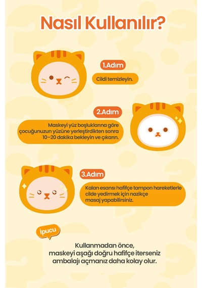 Çocuklara Özel Yoğun Nem Sunan Günlük Yaprak Maske Atopalm Wild Kitty Mask Pack Kids