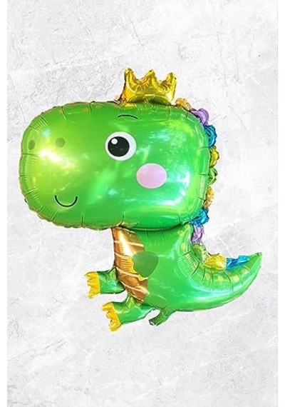 Tatlı Dinozor Folyo Balon Yeşil Renkli Doğum Günü Süsleri Dinazor Balon 2 Yaş Mavi