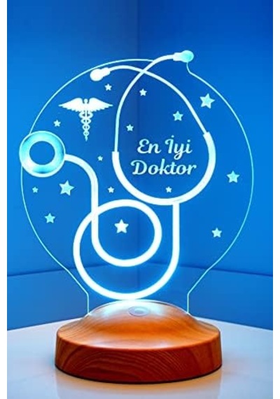 3d Doktor Hediyesi Stetoskop 3 Boyutlu Led Lamba