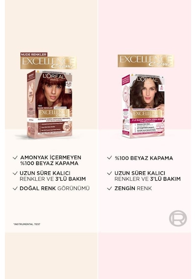 Excellence Creme Amonyaksız 4ur Nude Koyu Kızıl Saç Boyası 3600524216634-10789