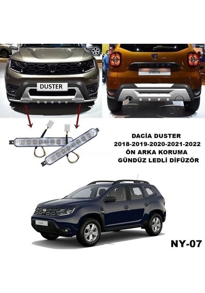 Dacia Duster Ön Arka Tampon Koruma Difüzör 2018-2019-2020-2021-2022-2023 Gündüz Ledli Model Difüzör