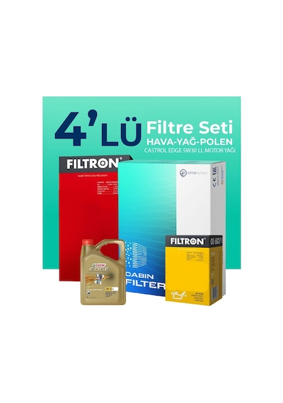 Filtron Seat Ibiza 1.4 Dizel Filtre Bakım Seti Castrol Motor Yağlı (2015-2017) 4 Lü