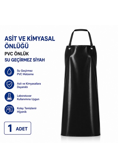 Asit Ve Kimyasal Önlüğü - Pvc Önlük Su Geçirmez Siyah