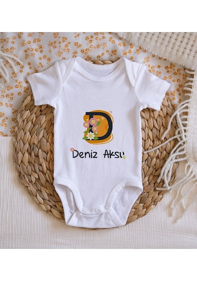 Bitmeyenkartus Bk Kids Isimli Harfli Bebek Body Zıbın - Model 1 Beyaz