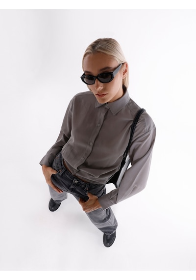 Colin's Colins Regular Fit Gri Kadın Uzun Kol Gömlek Cl1065635 Gri