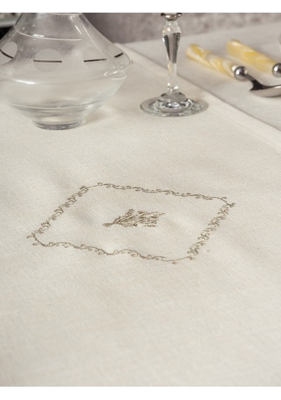Cotton Box Keten Masa Örtüsü Takımı Pera Ekru 175x240