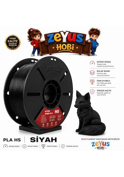 Generic Pla Hs Hyper Speed Filament Siyah 1.75 Mm 1000 Gr Siyah Filament