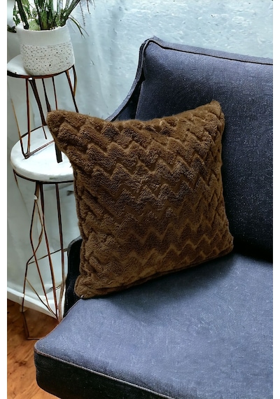 Bohem 4'lü Dekoratif Yastık Kılıfı Kırlent Kılıfı 43x43 Cm Kahverengi Zikzak Dsn Kahverengi