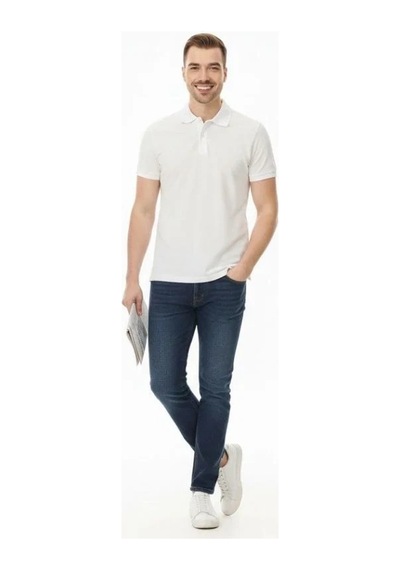 Erkek Pike Kumaş Düğmeli Yaka Regular Fit Günlük Kısa Kol Tişört T-shirt - Beyaz Beyaz