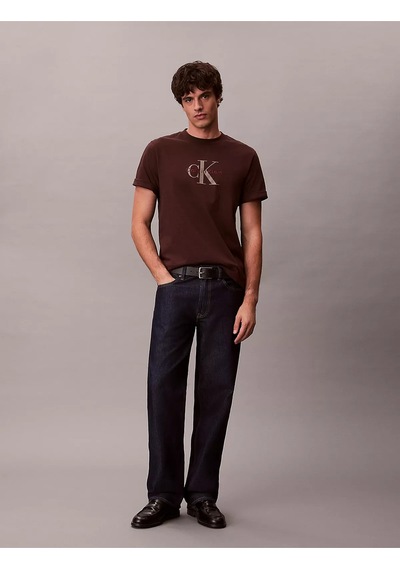 Erkek Normal Kesim Yuvarlak Yakalı Ck Logo Baskılı Pamuklu Kısa Kollu Kahverengi T-shirt Kahverengi Erkek Normal Kesim Yuvarlak Yakalı Ck Logo Baskılı Pamuklu Kısa Kollu Kahverengi T-shirt Kahverengi