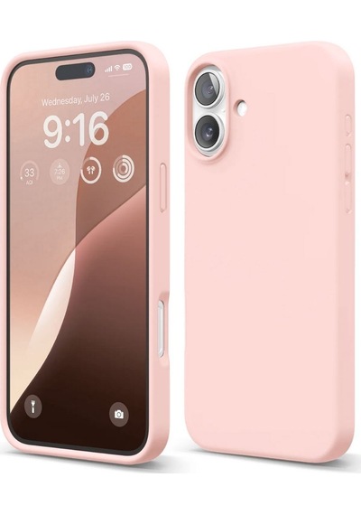 Apple Uyumlu iPhone 16 Plus  Silikon Kılıf - Pastel Renk Tonu Esnek Tam Koruma Kapak - Pudra Pembe