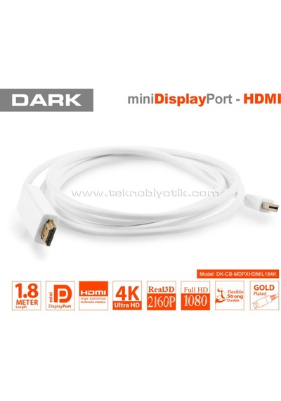 Dark 1.8M Mini Display Port - Hdmi 4K Destekli Kablo Dk-Cb-Mdpxh
