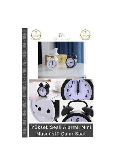 Çalarsaat Premium Sessiz Akar Mekanizma Şık Ofis Salon Komodin Hediyelik Analog Dekoratif Çalar Saa Çok Renkli