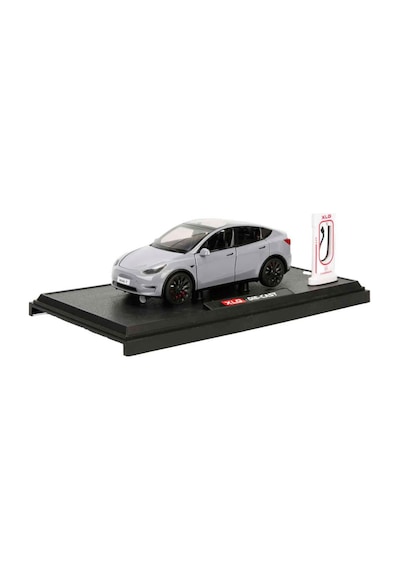 Tesla Model Y Model Şarj İstasyonlu Araç 1:24 Ölçek 6 Kapı Açılır Sesli, Işıklı Standlı Metal Araba Çok Renkli