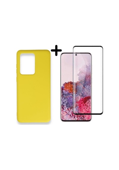 Samsung Galaxy Uyumlu S20 Ultra Lansman Içi Kadife Telefon Kılıfı Ve Tam Kaplar Polymer Nano Ekran Koruyucu Col179202-sarı