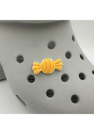 Crocs Terlik Süsü Ve Aksesuarı , Çanta Süsü Jibbitz 3d Kabartma Şeker 06 Görsel Figür Aksesuar Turuncu Beyaz