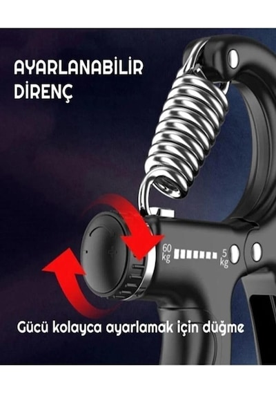 Sayaçlı 5-60 Kg Ayarlanabilir El Bilek Kas  Yay Siyah