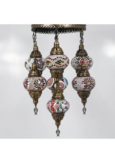 Dekoratif OSMANLI DEKORATİF MOZAİK LAMBA 7 Lİ AVİZE