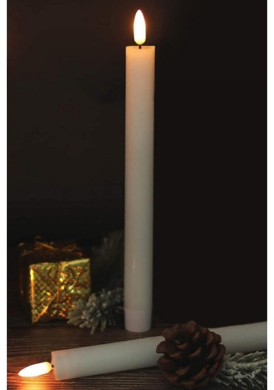 Lvsqvr 2 Adet Işıklı Şamdan Mum 25 Cm - Krem