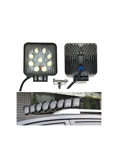 Niken Off Road Sis Farı Lambası 9 Ledli Kare Çalışma Lambası Kare