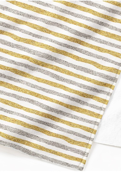 Çizgili Şık Plaj Havlusu - Minimalist Altın Gri Çizgi Havuz Deniz Banyo Hızlı Kuruyan Sahil Örtüsü Kuru Lavanta