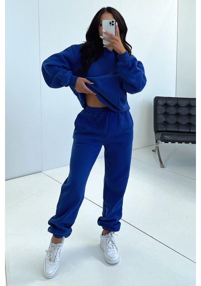 Basic Düz Eşofman Takımı Sweatshirt Jogger - Sax Mavi Oversize Şardonlu Kapüşonlu Saks Mavi Basic Düz Eşofman Takımı Sweatshirt Jogger - Sax Mavi Oversize Şardonlu Kapüşonlu Saks Mavi