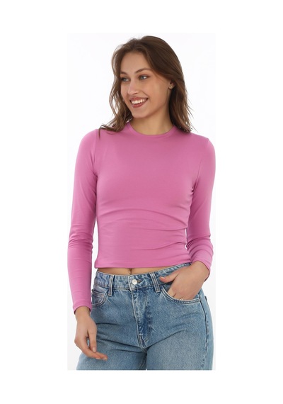 Likralı Pamuk Tişört-slim Fit -koyu Pembe Koyu Pembe