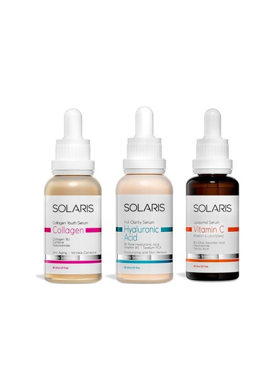 Solaris Kolajen Serum 30 ML + Hyaluronic Acid Serum 30 ML + Vitamin C Serum 30 ML