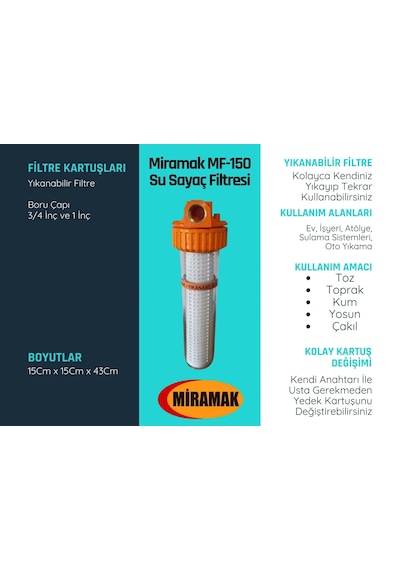Mf-150 Yıkanabilir Su Filtresi 1 İnç