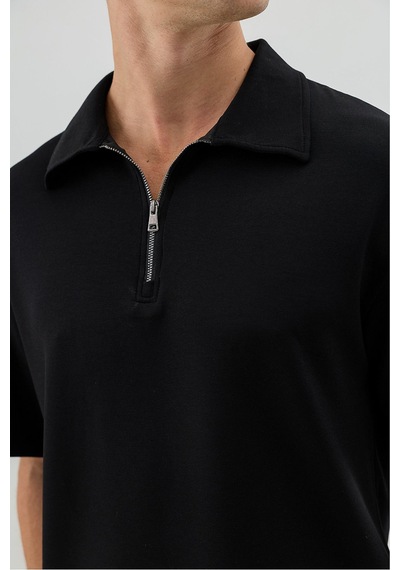 Antioch Polo Yaka Basic T-shirt Siyah