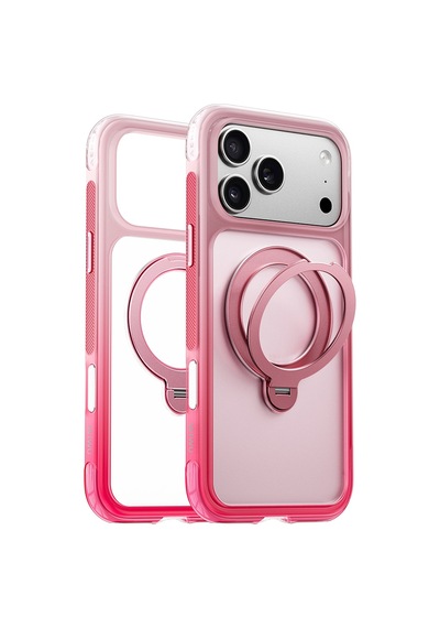 Apple iPhone Uyumlu 18 Pro Max Kılıf Wiwu As-204 Aeroshield Aurora Ultra M-safeli Airbag Standlı Kapak Pembe