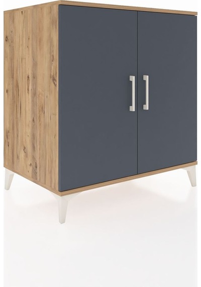 Kronos Şifonyer 2 Raflı 2 Kapaklı 88x59x96 Çam-antrasit Atlas Çam