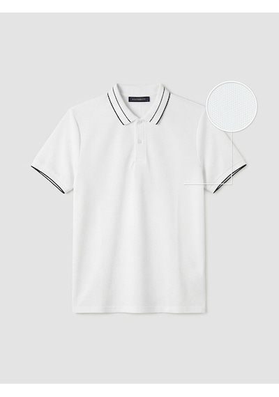 LC Waikiki Southblue Beyaz Polo Yaka Dokulu Erkek Tişört Ecru